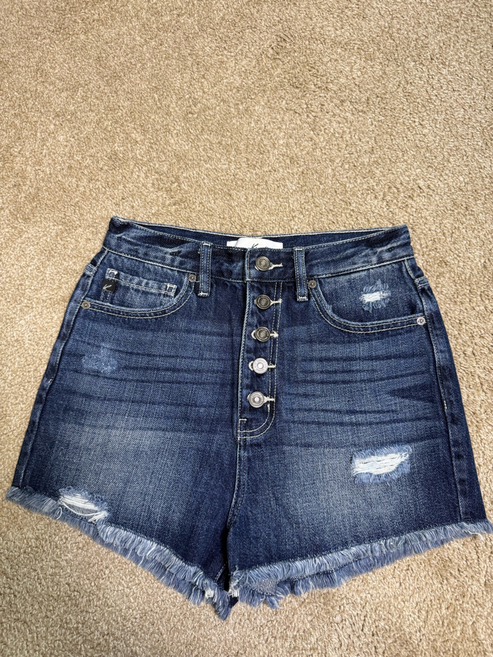 KanCan Sofia Ultra High Rise Dark Denim Distressed Cutoff Shorts Sm/25 KC8615D